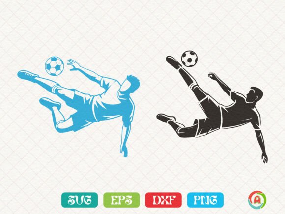 Male Soccer Player Bicycle Kick Graphics for Crafts