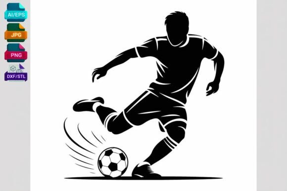 Soccer Player Silhouette Graphics for Craft & Sports Products