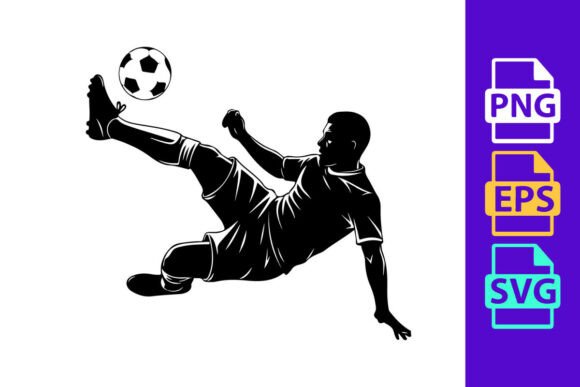 Soccer Player Silhouette Graphics for Sports Designs