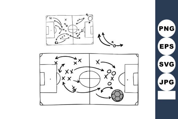 Soccer Tactics Board Graphics: Strategic Play Illustrations