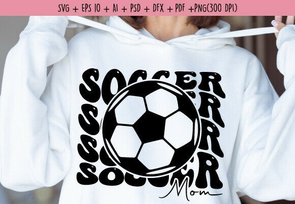 Wavy Retro Soccer Mom Graphics for Crafts and Merch